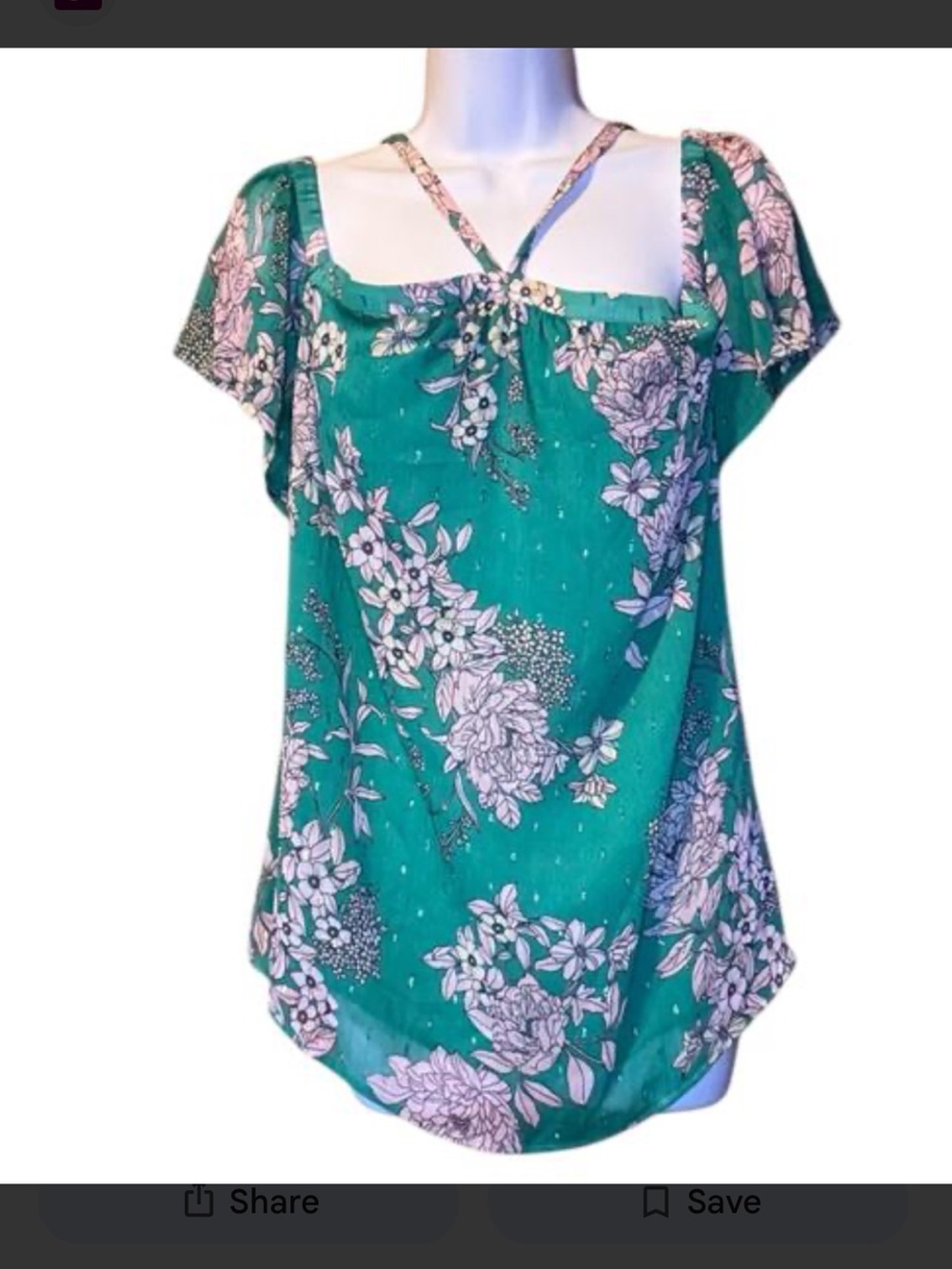 torrid Teal Floral Square-Neck Flutter Sleeve Blouse